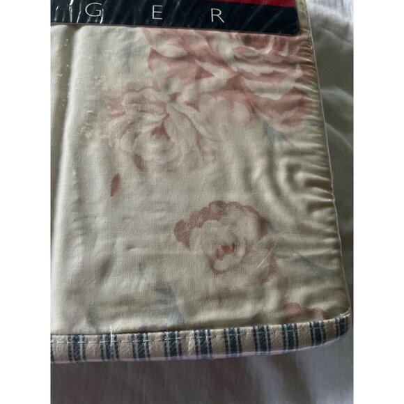 90s Tommy Hilfiger Twin Flat Sheet 100% Combed Cotton Floral Maiden Lane Blue - Picture 11 of 11